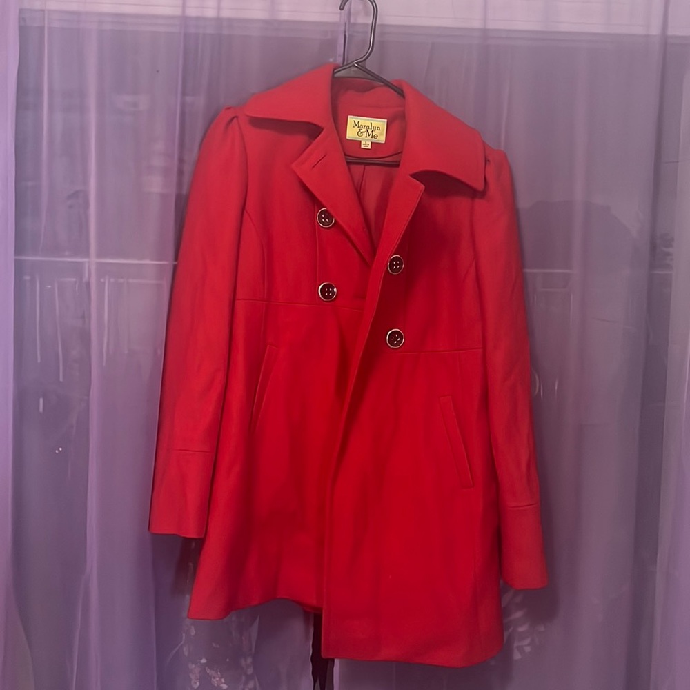 Red pea coat